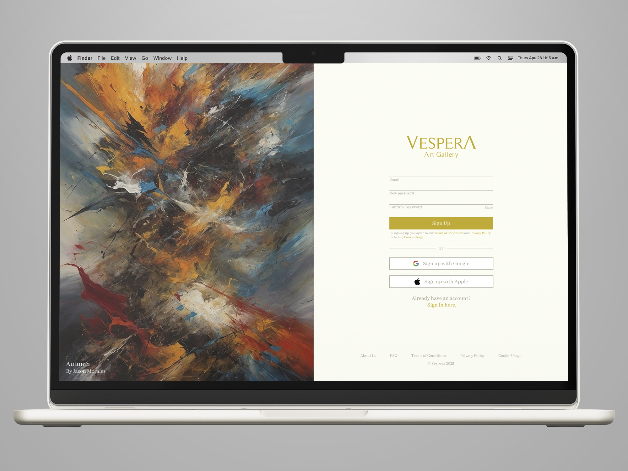 vespera sign up page concept
